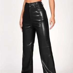 Straight-leg faux leather pants